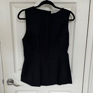 Zara Elegant Black Sleeveless Peplum Blouse